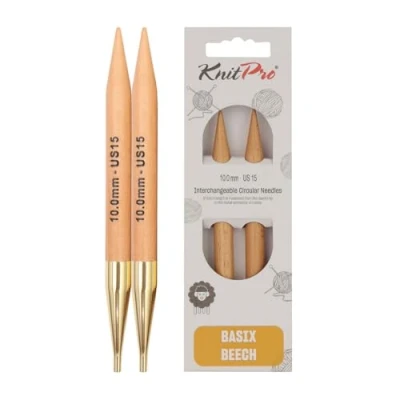 Obrázek KnitPro Basix Birch: Knitting Pins: Circular: Interchangeable: Standard: 11. 6cm x 10. 00mm, Multi Colour, 10mm
