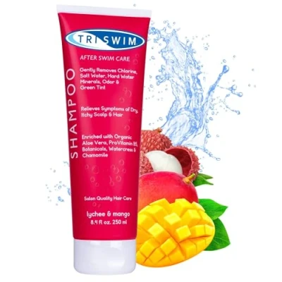 Obrázek TRISWIM Šampon pro odstranění chloru Péče po plavání Hydratační Veganes Anti Chlor Shampoo for Schwimmmmer Liči manga (250 ml)