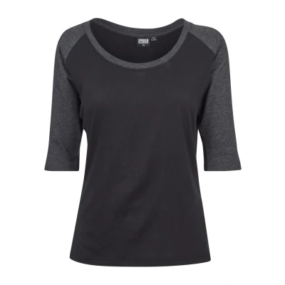 Obrázek Urban Classics Ladies 3/4 Contrast Raglan TEE Triko s potiskem, Ženy, Velikost: Medium, Black/dark grey