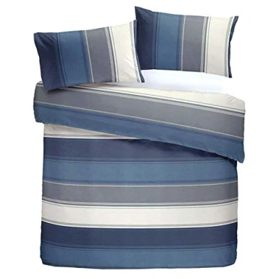 Obrázek Fusion Betley Classic Bettbezug Set, breite Streifen, Polyester Baumwolle, Blau, Einzelbett 135 x 200