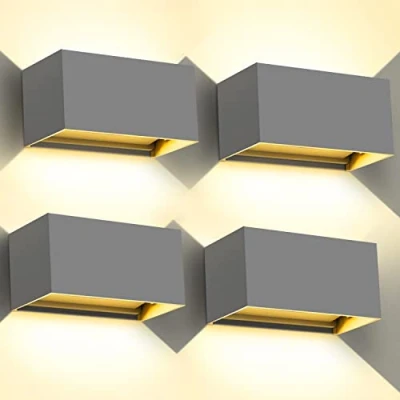 Obrázek Kingwen 20W LED venkovní svítidla 4 kusy nástěnné svítidlo vnitřní/venkovní světlo 3000 K teplá bílá obdélníkový nastavitelný úhel vyzařování Up Down nástěnná lampa vodotěsnost