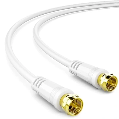 Obrázek deleyCON 2m SAT TV anténní kabel koaxiální HDTV 4násobný stínění DVB S S2 rádio DAB pozlacený kovový konektor bílý