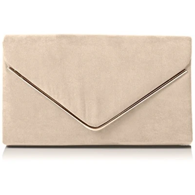 Obrázek SwankySwans Oscar Envelope Suede Velvet Party Prom Clutch Bag Taška, Béžová (Nude 03)