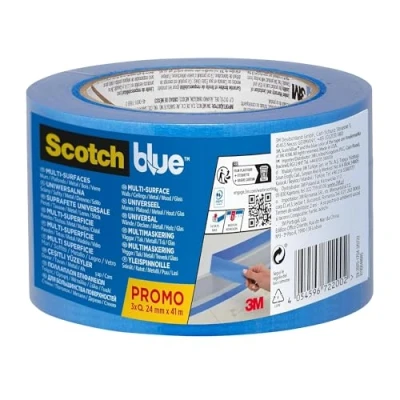 Obrázek ScotchBlue Prémiová malířská krycí páska Multi Surface, 24 mm x 41 m Scotch lepicí pro malování a dekorace malování, lakování, renovace páska/krepová páska, 3 kusy 70% PEFC