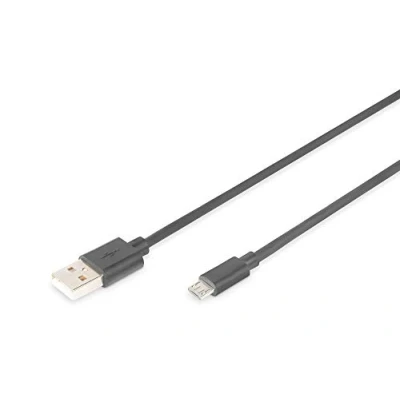 Obrázek DIGITUS USB 2.0 Anschlusskabel 1.0 m A (St) zu Micro B 480 Mbit/s Verbindungskabel Polybag Schwarz