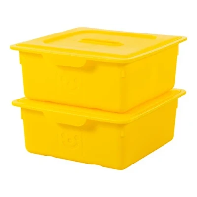 Obrázek Iris Ohyama, Plastový úložný box pro děti, sada 2 ks, 10 l, bez BPA KDL 330? Žlutý, stohovatelný, uzavírací klipy? Š 33 x H 31,5 V 13,5 cm