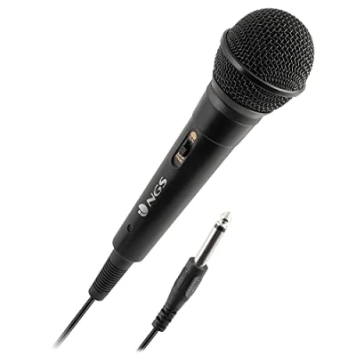 Obrázek NGS Singer FIRE dynamický mikrofon, mikrofon s 3metrovým kabelem, 6,3mm jack konektorem a tlačítkem ZAP/VYP