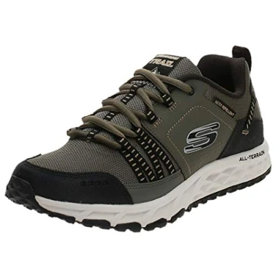 Obrázek Skechers Pánské Escape Plan Sneakers, Green Olive Leather Mesh Black Trim Olbk