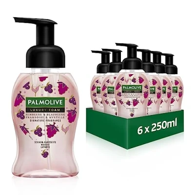 Obrázek Palmolive mýdlo Luxury Foam malina a borůvka 6 x 250 ml pěnové pro jemné čištění rukou