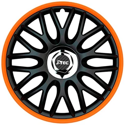 Obrázek Sada J Tec ozdobných krytů kol Orden R 13 palců černá/oranžová + chromové kroužky