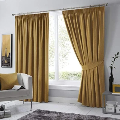 Obrázek Fusion polštáře, zatemnění / tepelně izolovaná, oker, Curtains: 66&quot; šířka x 54&quot; Drop (168 137cm)