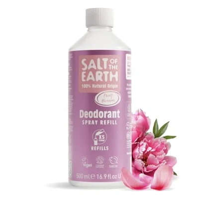 Obrázek Salt Of The Earth Přírodní deosprej doplňovací balení, květy pivoňky veganské, dlouhotrvající ochrana, bez pokusů na zvířatech 500 ml