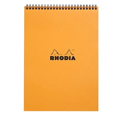Obrázek Rhodia 18501C Note Pad s dvojitou spirálou, DIN A4, linkovaná, 80 g, 21 x 29. 7 cm, listů, oranžová