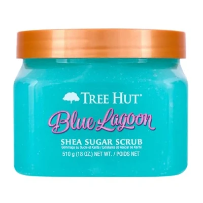Obrázek Tree Hut Blue Lagoon Shea cukrový peeling, 470 ml, ultra hydratační peeling a vyživuje nezbytnou péči o tělo