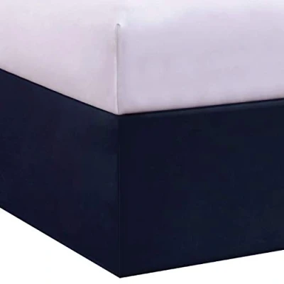 Obrázek Lux Hotel Maßgeschneiderter Bettrock aus Mikrofaser mit klassischem 35,6 cm Länge, plissiert, Queen Size Bett, Marineblau