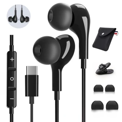 Obrázek USB C Kopfhörer mit Mikrofon,In Ear für Samsung Galaxy S24 S23 Ultra S22 S21 FE A55 A35 A53 A33 A54 5G,USB Headset Lautstärkeregler,für iPhone 15 16 Pro Max Plus iPad 10