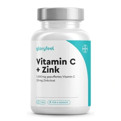 Obrázek Vitamín C 365 tobolek vysoké dávky 1000 mg + 20 zinku rostlinně fermentované a pufrované (pH neutrální, bez kyselin, šetrné k žaludku) laboratorně testováno, veganské, vyrobeno přísad