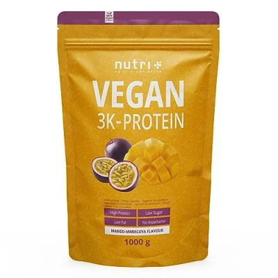 Obrázek Nutri + proteinový prášek Vegan Mango &amp; Maracuja 1 kg 82% bílkoviny 3k plant based Veganský 1000 g vícesložková bílkovina