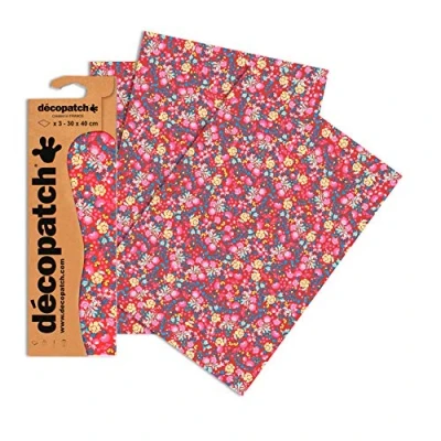 Obrázek Decopatch Papír č. 751 (červený popínavý květ, 395 x 298 mm) balení 3 ks