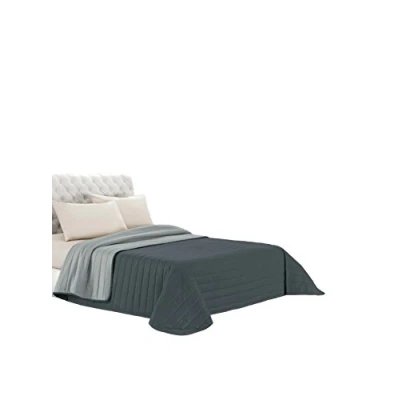 Obrázek Italian Bed Linen Elegant Sommer Steppdecke hell dunkel grau, 100% Mikrofaser, 220x270cm