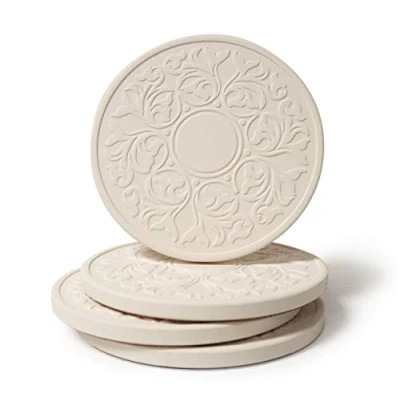 Obrázek CASA BRUNO Embossed Victorian Lace podtácky na nápoje z pískového kamene balení 4 ks