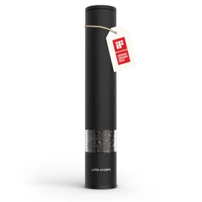 Obrázek LARS NYSØM Ruční Mlýnek na sůl a pepř velký (28,8 cm) s nastavitelným keramickým mlýnkem od hrubého po jemné I Design koření (1 kus) (uhlíková černá)