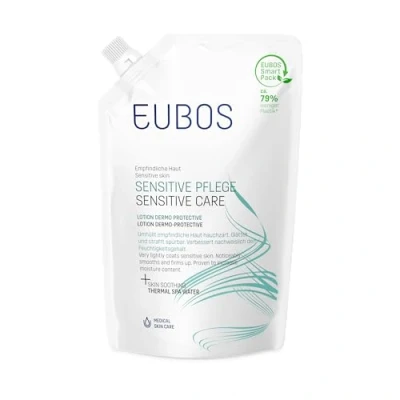 Obrázek EUBOS SENSITIVE PFLEGE I Lotion Dermo Protective sáček Pro doplnění normální až suchou pokožku Znatelně hladší a měkčí pokožka Snášenlivost s pokožkou dermatologicky potvrzena 400 ml
