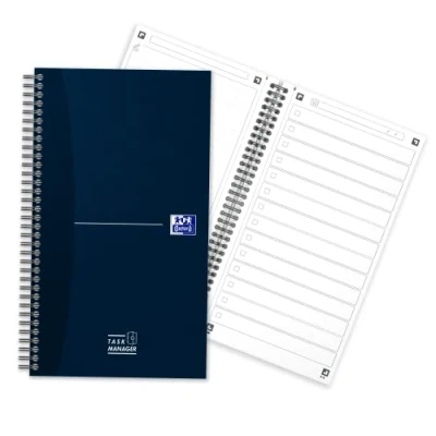 Obrázek Oxford Task Manager, poznámkový blok na seznamy úkolů, spirálová vazba, 460 stran, modrý, 1 kus