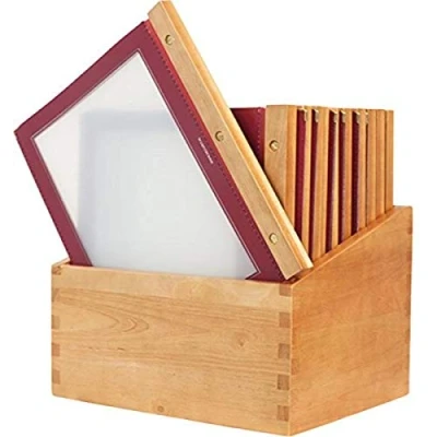 Obrázek Securit Wood Range vinná karta (x20) Box, vč. 2 dvojitých vložek pro menu (na 4 strany A4), vínově červená, dřevo, červená
