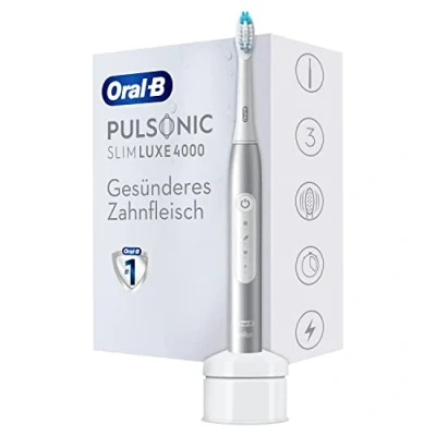 Obrázek Oral B Elektrický sonický zubní kartáček Pulsonic Slim Luxe 4000, 3 režimy čištění pro péči o zuby a zdravé dásně, dárek muže/ženu, platina