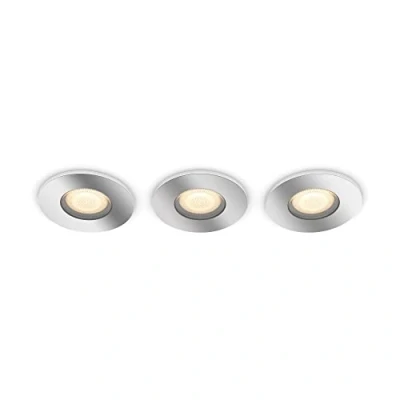 Obrázek Philips Hue White Ambiance Adore stropní bodová světla kulatá 3 flg. stříbrná x 250 lm vč. stmívacího spínače, osvětlení koupelny, stmívatelné, všechny odstíny bílé, regulovatelné pomocí aplikace,