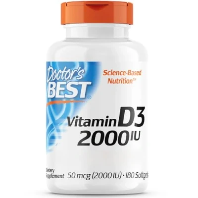 Obrázek Doctor&#039;s Best, Vitamín D3, 2 000IU, 2denní depot, 180 kapslí, laboratorně testováno, bez lepku, pohovky
