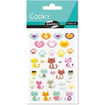 Obrázek Maildor 560500C Packung mit Stickers Cooky 3D (1 Bogen, 7,5 x 12 cm, ideal zum Dekorieren, Sammeln oder Verschenken, Katze) 1 Pack