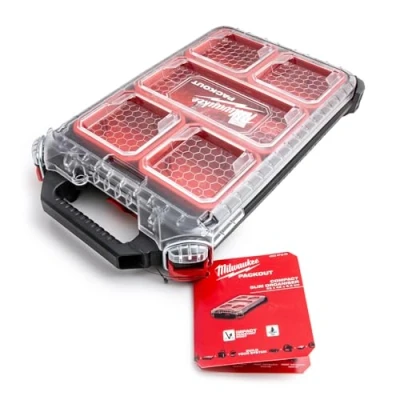 Obrázek Milwaukee 4932471065 932471065 Packout Kompakter, schmaler Organizer, Schwarz,rot,klar