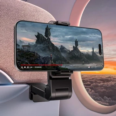 Obrázek JSAUX držák na mobilní telefon do letadla, telefon, otočný o 360 nastavitelný letadlo, gadgety, stojan mobil, užitečné cestovní pomůcky