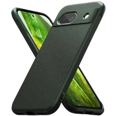 Obrázek Ringke Onyx pouzdro kompatibilní s Google Pixel 8a, lepší uchopení, protiskluzové, matné TPU na mobil pro 8a (2024) tmavě zelené