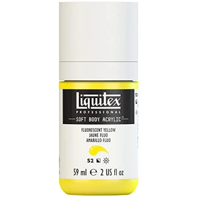 Obrázek Liquitex 1959981 profesionální akrylová barva Soft Body umělecká v krémové krycí konzistenci, vysoká pigmentace, stálobarevná a odolná proti stárnutí, 59 ml láhev žlutá Fluo