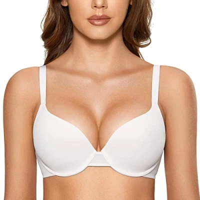 Obrázek DOBREVA Dámská Push Up podprsenka s kosticemi Soft T Shirt BHS se světlem vycpaná komfort Sexy, bílá