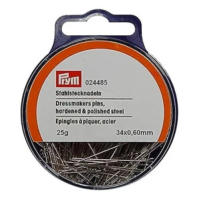 Obrázek Prym Špendlíky, 0,60 x 34 mm, stříbrné, 25 g, dóza se závěsem, ocel, 0,6 mm
