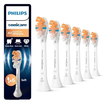 Obrázek Philips Sonicare A3 Premium All in One, originální náhradní hlavice kartáčků, bílé, balení po 6 kusech, HX9096/87