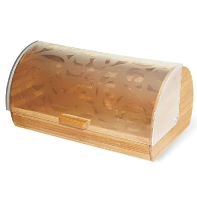 Obrázek Maestro MR 1674S Brotkasten, Schiebedeckel, Brot und Gebäckaufbewahrungsbehälter, Elegantes Design, Holz, Acryl, Bread Box, 37 x 22 17 cm