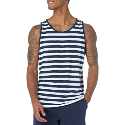 Obrázek Amazon Essentials Herren Tanktop, Normale Passform, Marineblau Weiß Streifen, XL