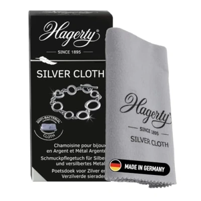Obrázek Hagerty Silver Cloth Schmuck Reinigungstuch 36x30cm I imprägniertes Tuch aus Baumwolle effektives Silberputztuch mit Anlaufschutz zur Reinigung von Silberschmuck und Versilbertem