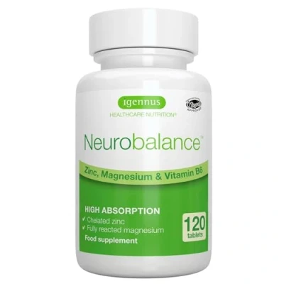 Obrázek Neurobalance ZMB6 tablety, vysoké dávky, se zinkem, vitamínem B6 a hořčíkem, veganské, 120 tablet