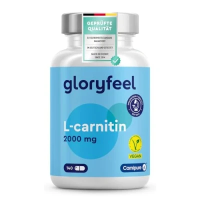 Obrázek L karnitin 2000 mg Premium: Carnipure® od Lonzy 140 kapslí vysokodávkovaný veganský, laboratorně testováno, vyrobeno v Německu bez přísad
