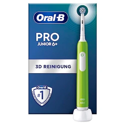 Obrázek Oral B elektrický zubní kartáček pro Junior / děti od 6 let, tlakový senzor, 3 režimy čištění vč. citlivé na péči o zuby, měkké štětiny a časovač, Designed by Braun,