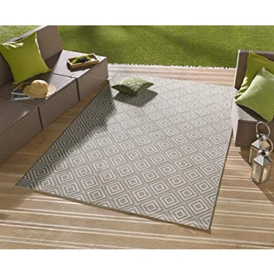 Obrázek NORTHRUGS Vnitřní a venkovní koberec mincí 80 x 150 cm odolný proti povětrnostním vlivům, moderní, geometrický, jemný celoplošný design, běhoun na balkon, terasu, zahradu, zimní do