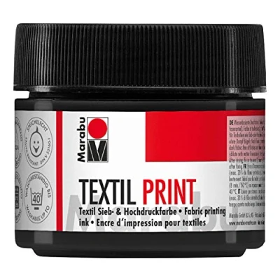 Obrázek Marabu 17030050974 Textil Print černá žárovka 100 ml, síto a vysokotlaká barva na vodní bázi, bez zápachu stálé světle, dlouhá doba otevřenosti, pro světlé tmavé textilie