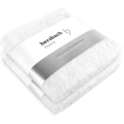 Obrázek herzbach home Premium ručníky 50 x 100 cm 2dílná sada (bílé) vysoce kvalitní, měkké a savé v nejlepší kvalitě 100% přírodní bavlna