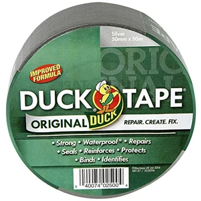 Obrázek Duck Tape Originální, vysoce pevná, voděodolná tape/pancéřová páska/páska na opravy, vylepšená formule, 50 mm x m, stříbrná